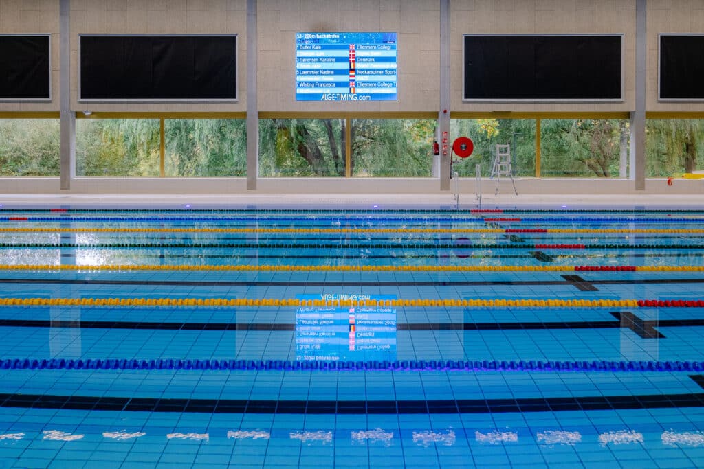 Brightboard Indoor LED screen at Aquatopia swimming pool.